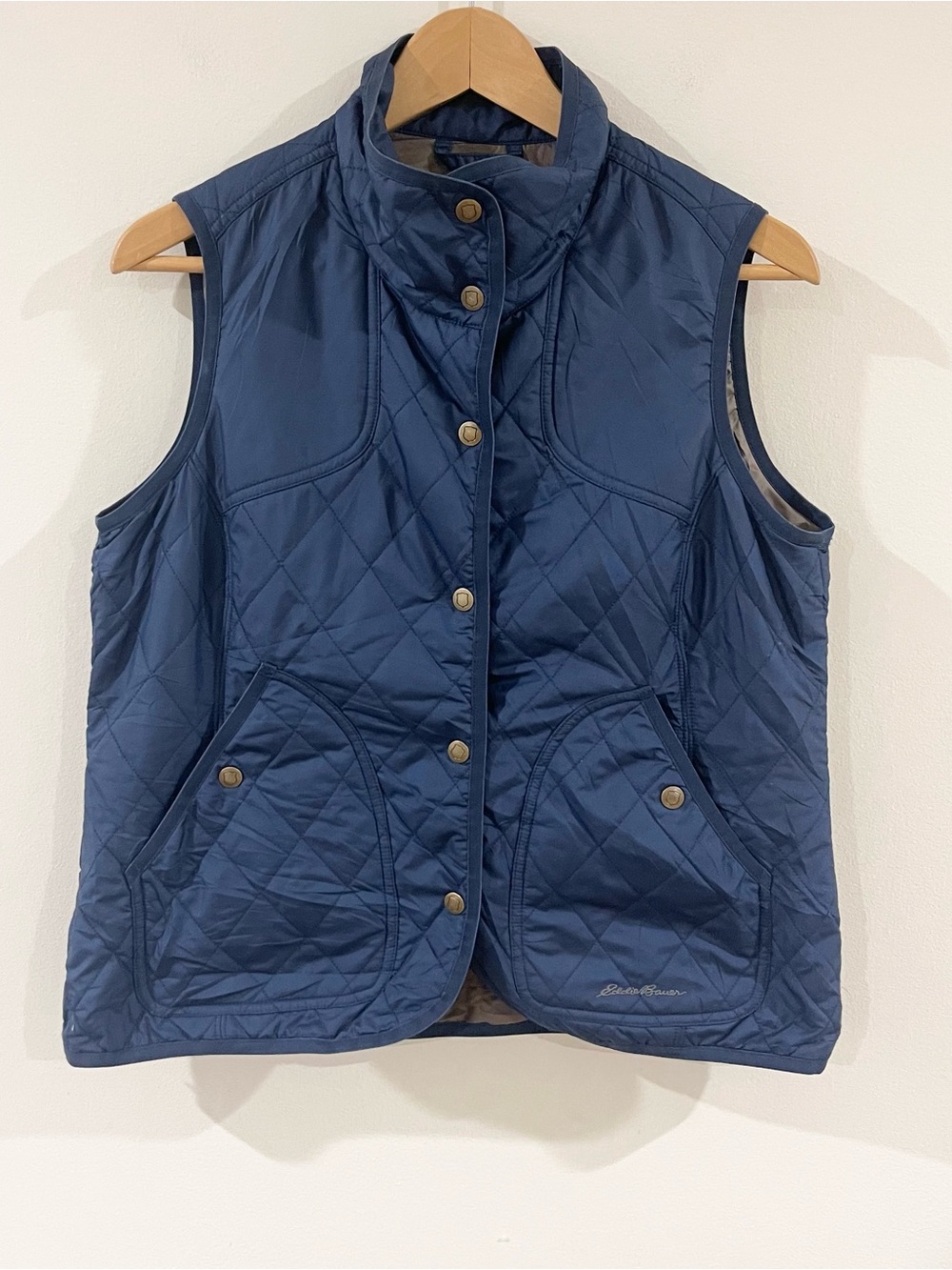 Eddie Bauer Quilted Sleeveless Vest - Navy Blue Women’s size MP